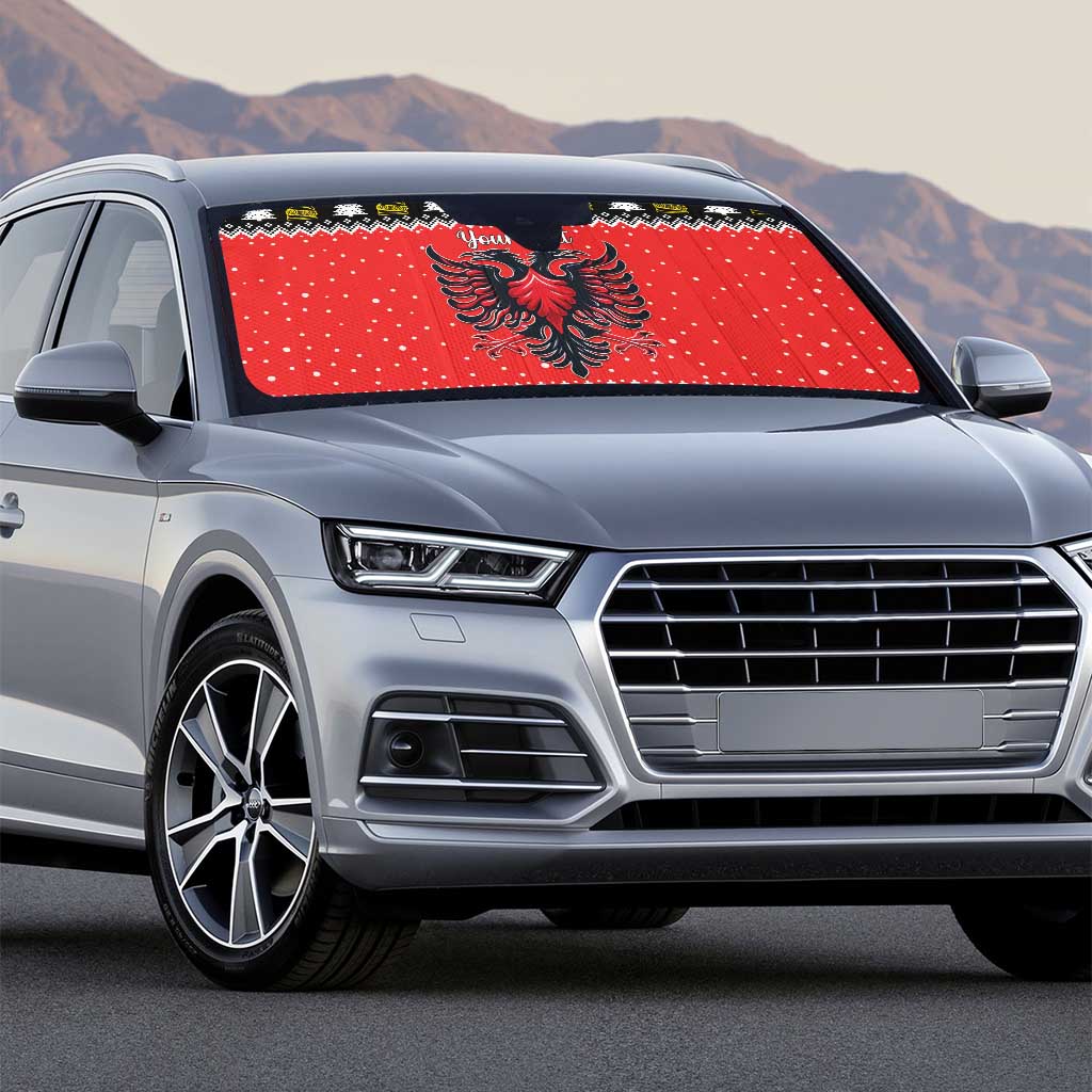 Personalized Albania Christmas Eagle Auto Sun Shade The Double-headed Eagle - Wonder Print Shop