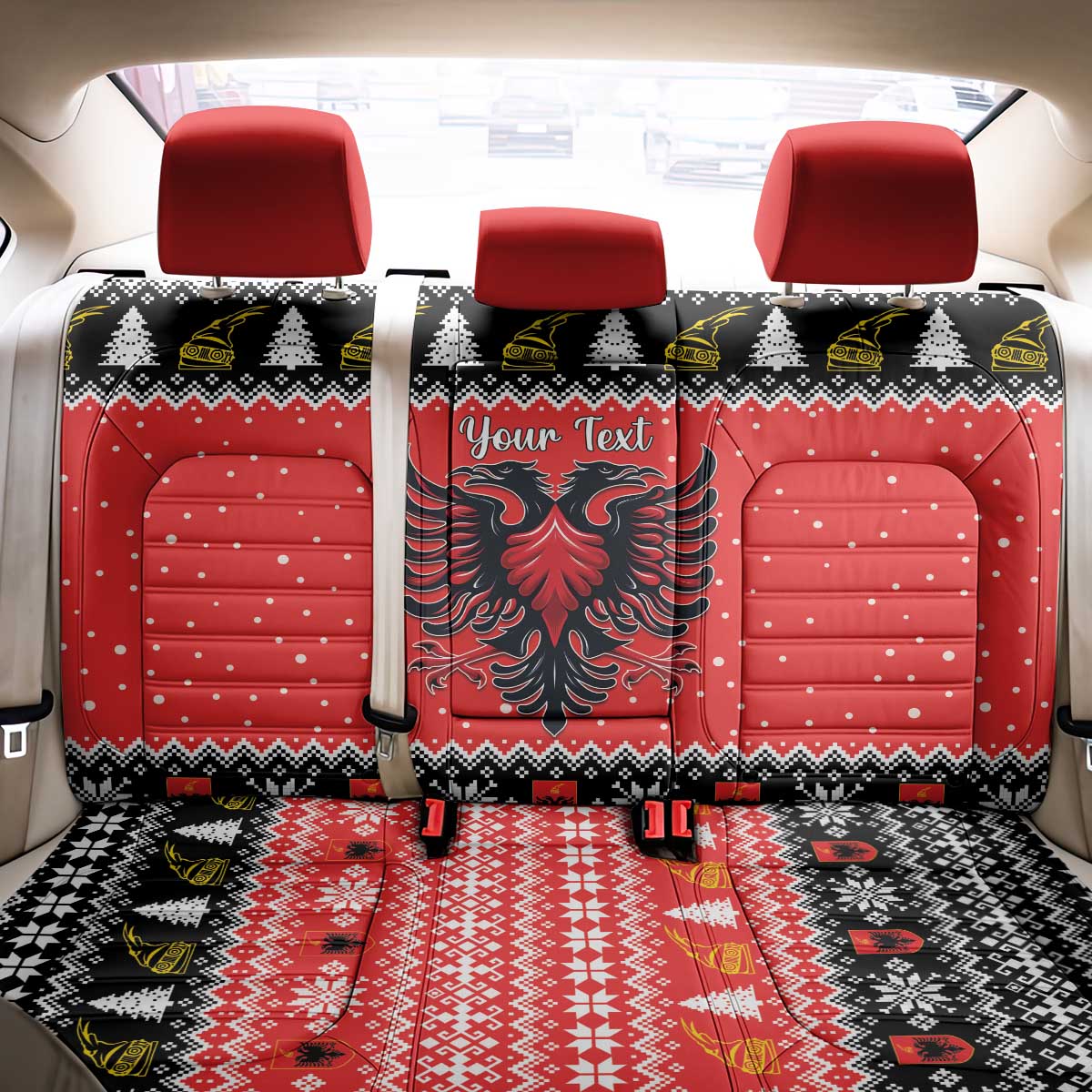 Personalized Albania Christmas Eagle Back Car Seat Cover The Double-headed Eagle - Wonder Print Shop