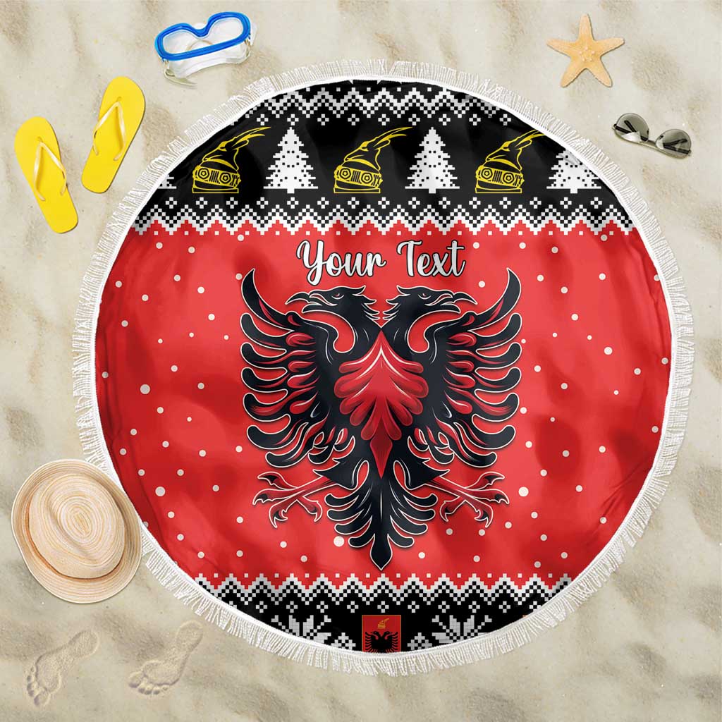 Personalized Albania Christmas Eagle Beach Blanket The Double-headed Eagle - Wonder Print Shop