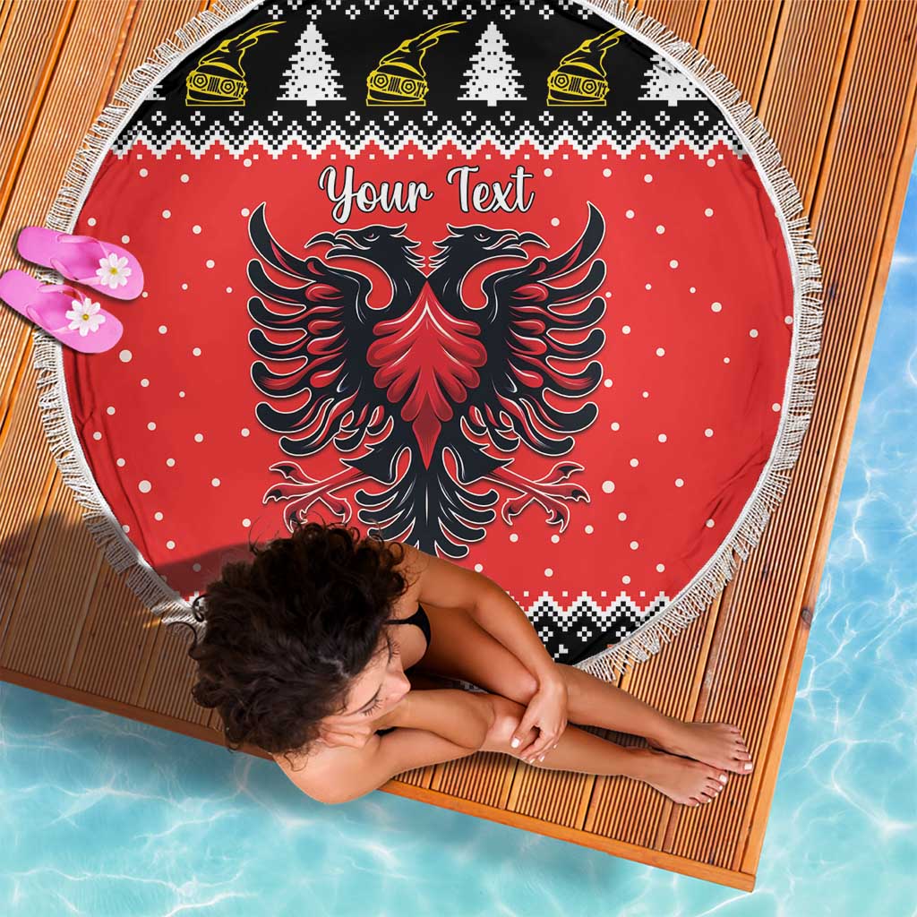 Personalized Albania Christmas Eagle Beach Blanket The Double-headed Eagle - Wonder Print Shop