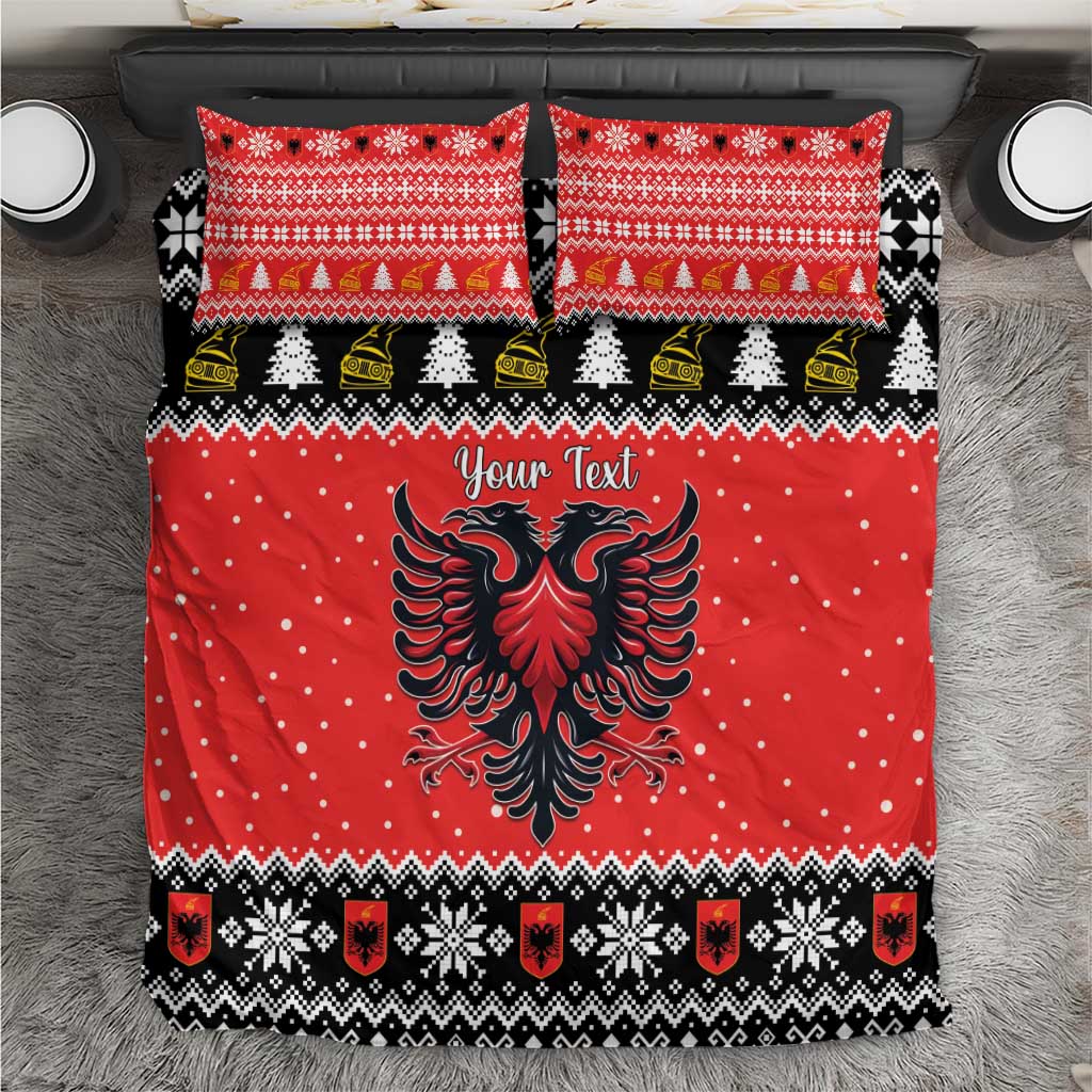 Personalized Albania Christmas Eagle Bedding Set The Double-headed Eagle - Wonder Print Shop
