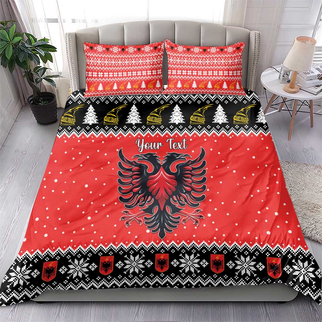 Personalized Albania Christmas Eagle Bedding Set The Double-headed Eagle - Wonder Print Shop