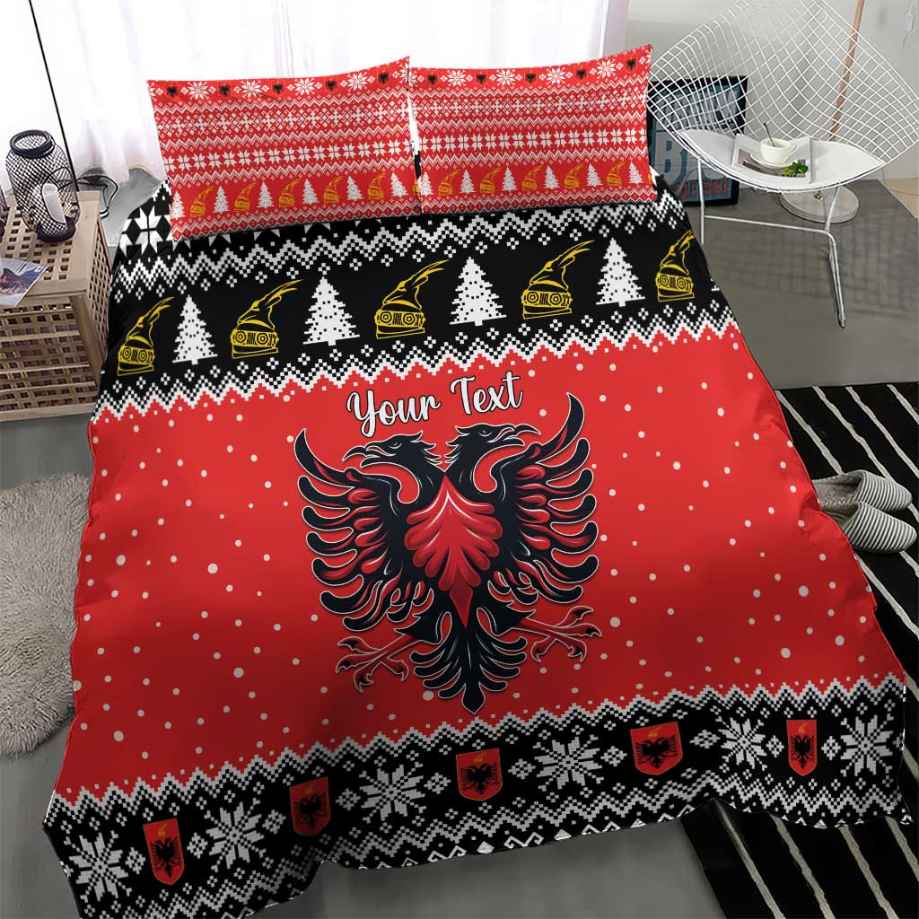 Personalized Albania Christmas Eagle Bedding Set The Double-headed Eagle - Wonder Print Shop