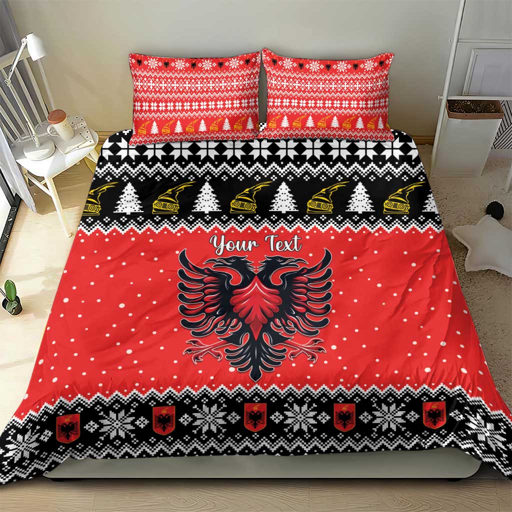 Personalized Albania Christmas Eagle Bedding Set The Double-headed Eagle - Wonder Print Shop