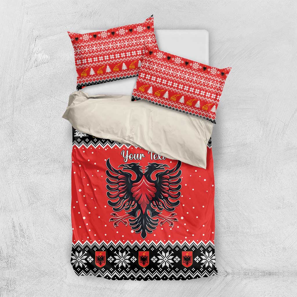 Personalized Albania Christmas Eagle Bedding Set The Double-headed Eagle - Wonder Print Shop