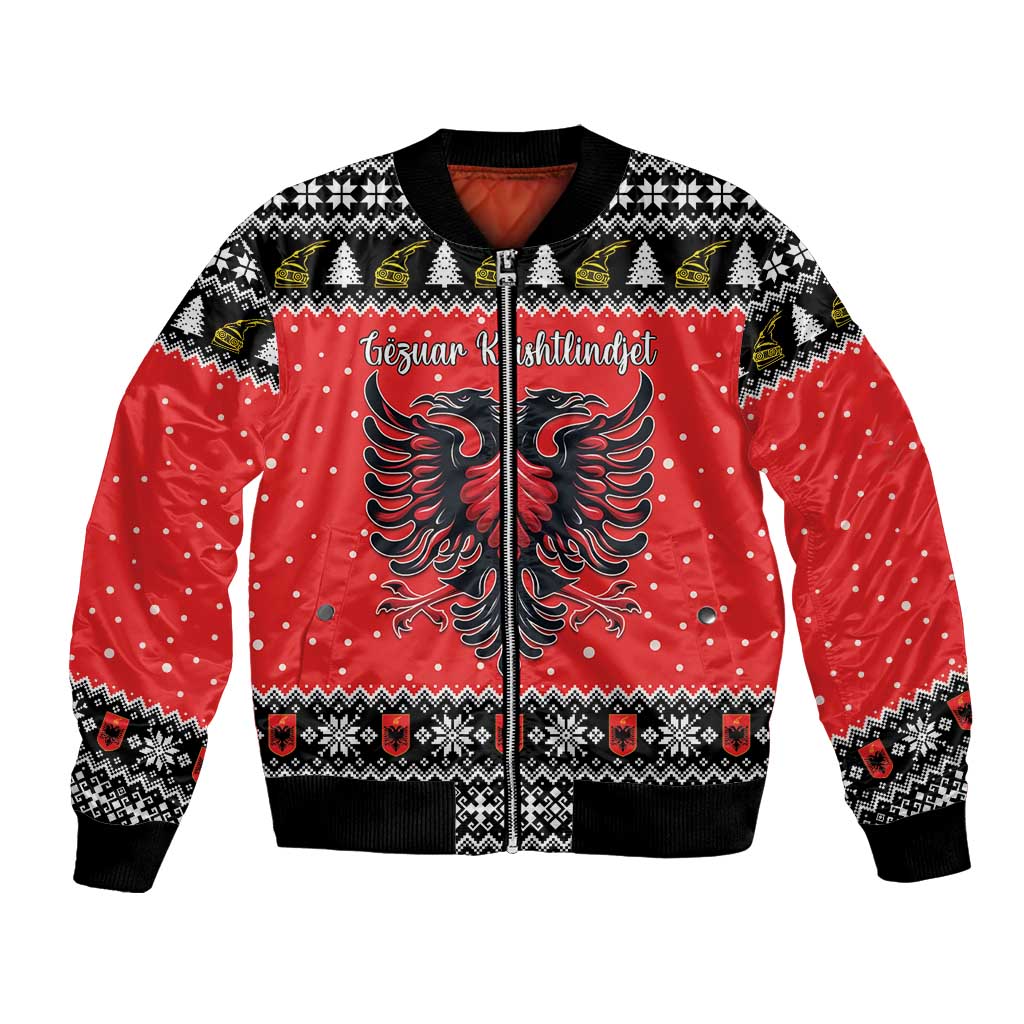 Personalized Albania Christmas Eagle Bomber Jacket The Double-headed Eagle - Wonder Print Shop