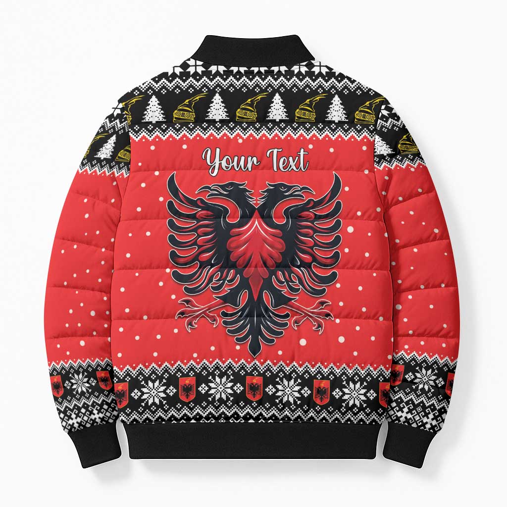Personalized Albania Christmas Eagle Bomber Puffer Jacket The Double-headed Eagle - Wonder Print Shop