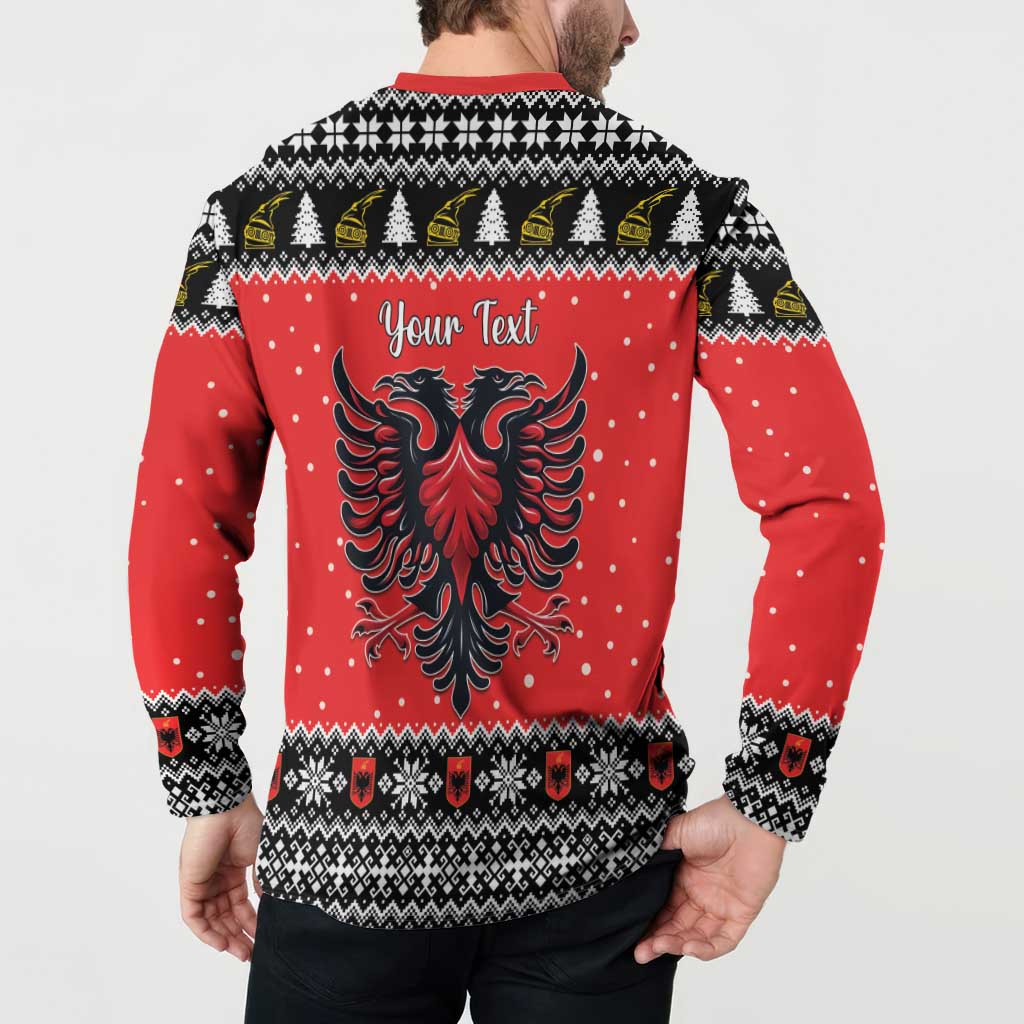 Personalized Albania Christmas Eagle Button Sweatshirt The Double-headed Eagle - Wonder Print Shop