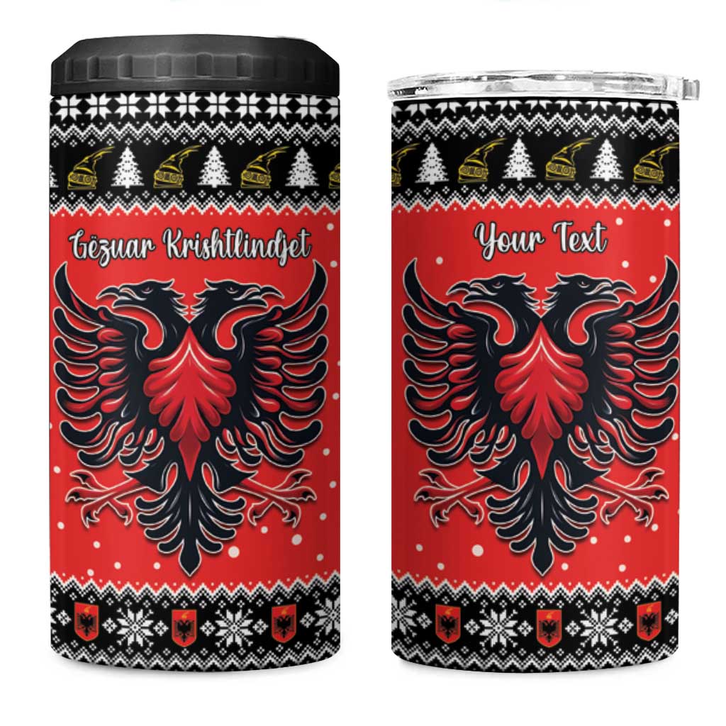 Personalized Albania Christmas Eagle 4 in 1 Can Cooler Tumbler The Double-headed Eagle - Wonder Print Shop