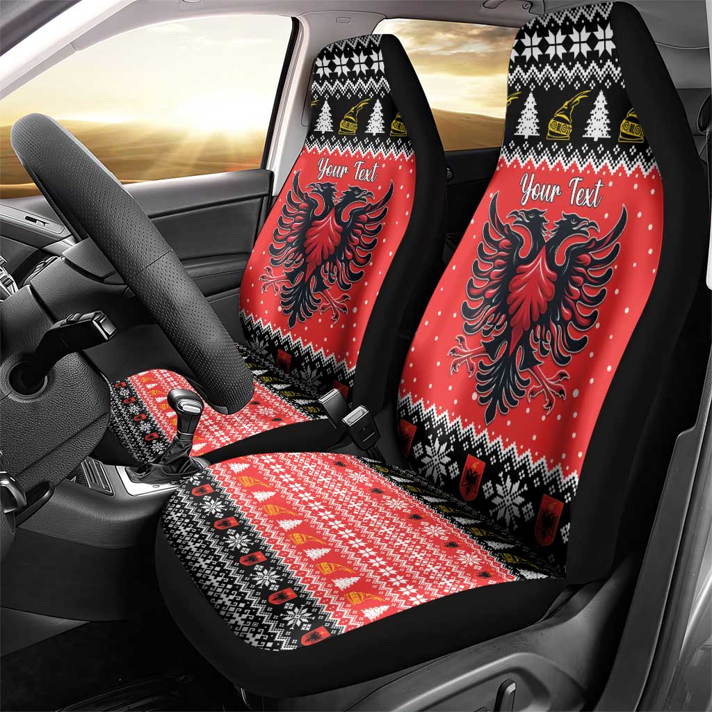 Personalized Albania Christmas Eagle Car Seat Cover The Double-headed Eagle - Wonder Print Shop