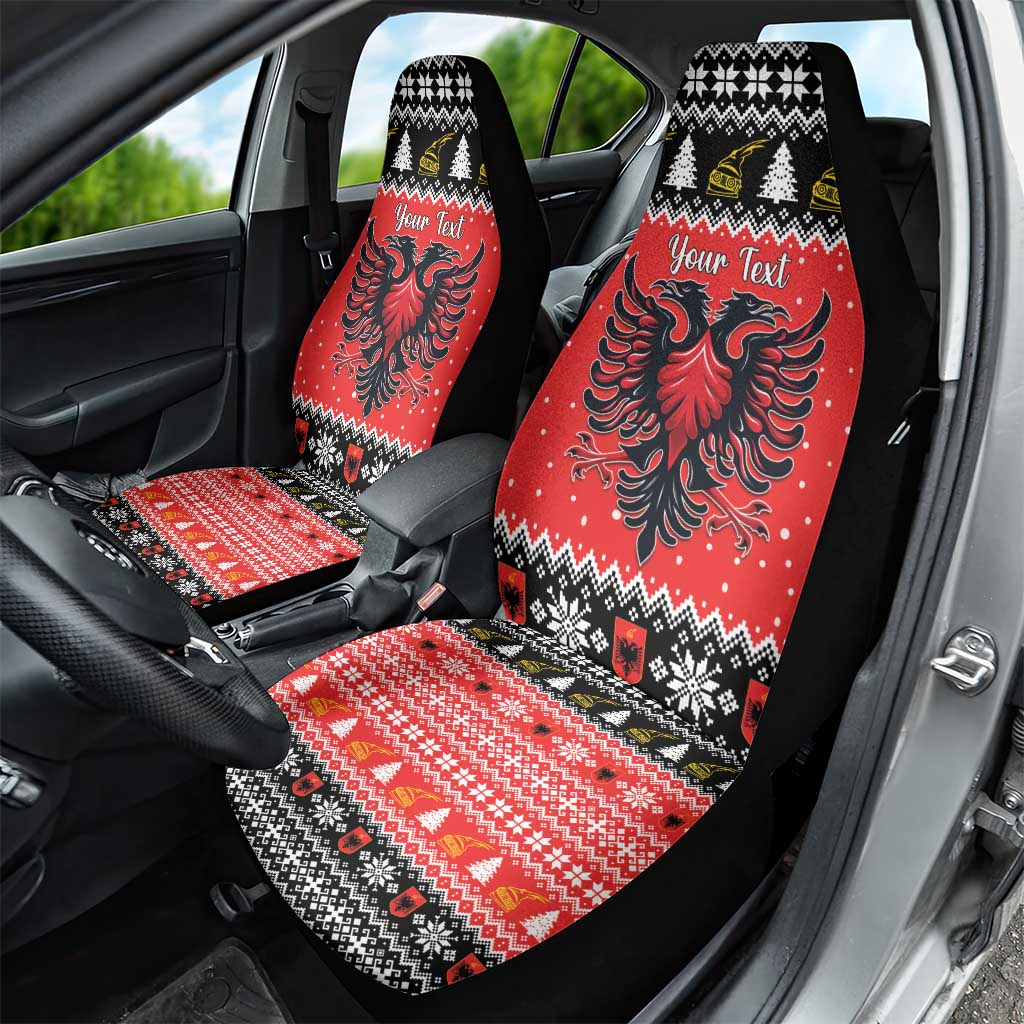 Personalized Albania Christmas Eagle Car Seat Cover The Double-headed Eagle - Wonder Print Shop