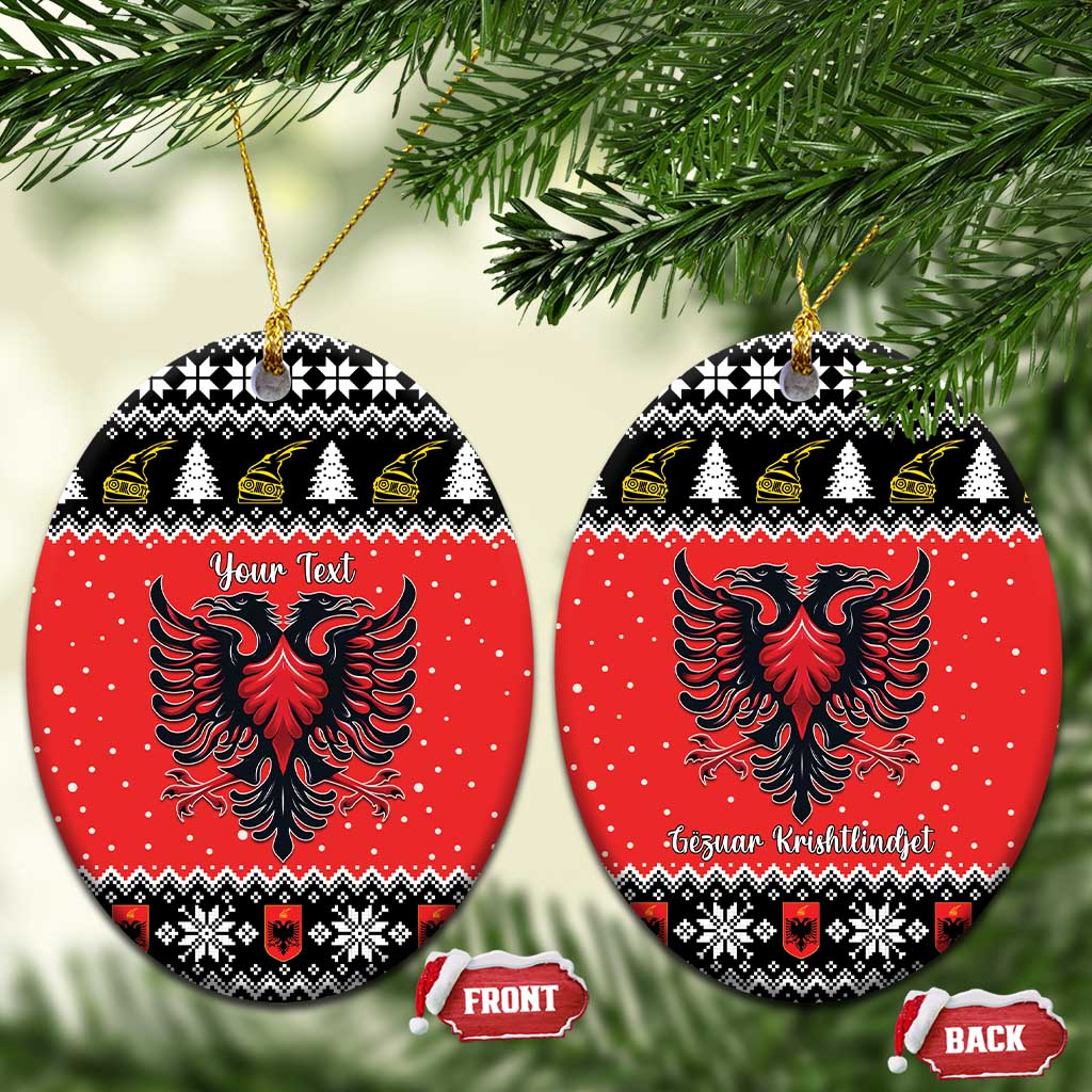 Personalized Albania Christmas Eagle Ceramic Ornament The Double-headed Eagle - Wonder Print Shop