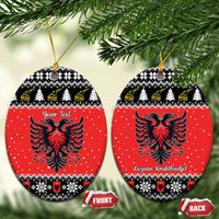 Personalized Albania Christmas Eagle Ceramic Ornament The Double-headed Eagle - Wonder Print Shop