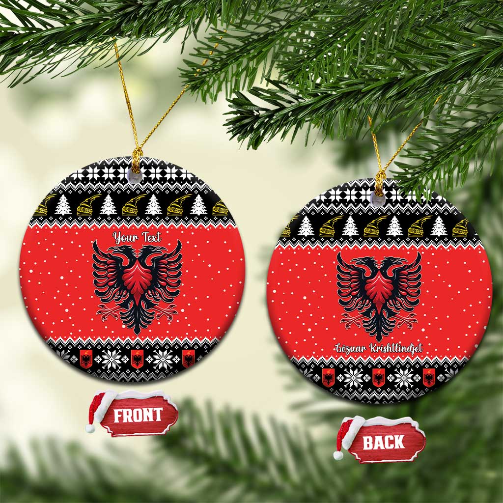 Personalized Albania Christmas Eagle Ceramic Ornament The Double-headed Eagle - Wonder Print Shop