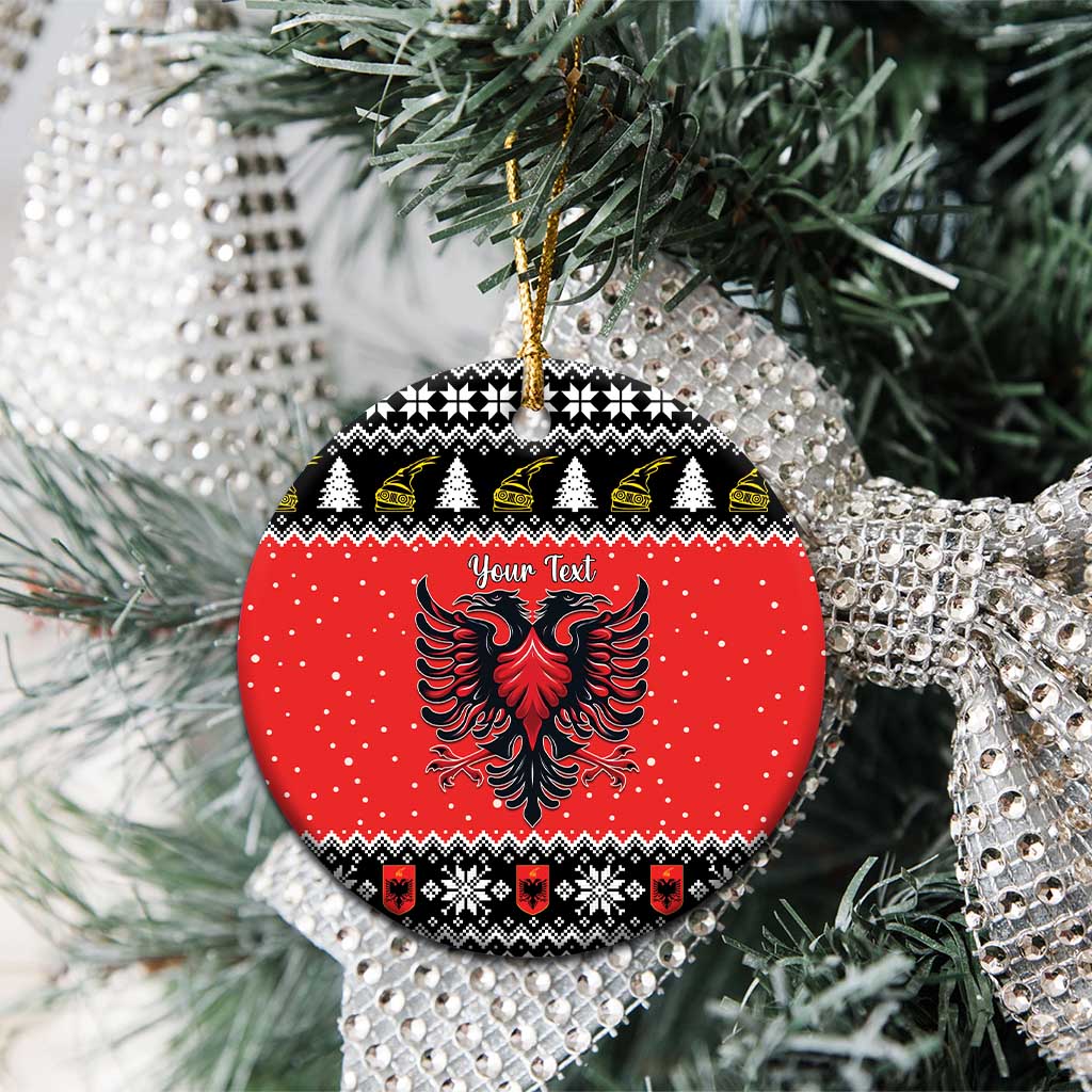Personalized Albania Christmas Eagle Ceramic Ornament The Double-headed Eagle - Wonder Print Shop