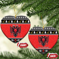 Personalized Albania Christmas Eagle Ceramic Ornament The Double-headed Eagle - Wonder Print Shop