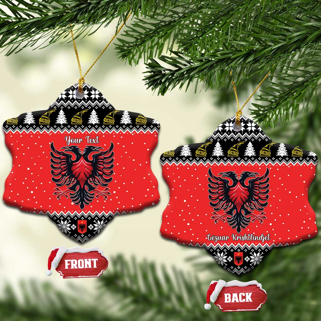 Personalized Albania Christmas Eagle Ceramic Ornament The Double-headed Eagle - Wonder Print Shop