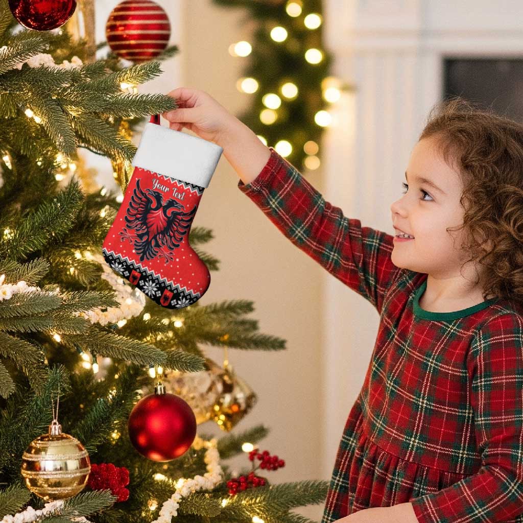 Personalized Albania Christmas Eagle Christmas Stocking The Double-headed Eagle - Wonder Print Shop