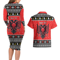 Personalized Albania Christmas Eagle Couples Matching Long Sleeve Bodycon Dress and Hawaiian Shirt The Double-headed Eagle - Wonder Print Shop