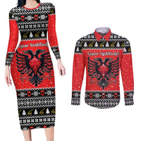 Personalized Albania Christmas Eagle Couples Matching Long Sleeve Bodycon Dress and Long Sleeve Button Shirt The Double-headed Eagle - Wonder Print Shop