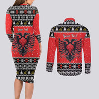 Personalized Albania Christmas Eagle Couples Matching Long Sleeve Bodycon Dress and Long Sleeve Button Shirt The Double-headed Eagle - Wonder Print Shop