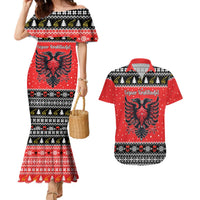 Personalized Albania Christmas Eagle Couples Matching Mermaid Dress and Hawaiian Shirt The Double-headed Eagle - Wonder Print Shop