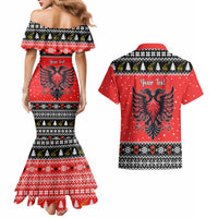 Personalized Albania Christmas Eagle Couples Matching Mermaid Dress and Hawaiian Shirt The Double-headed Eagle - Wonder Print Shop