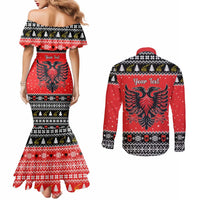 Personalized Albania Christmas Eagle Couples Matching Mermaid Dress and Long Sleeve Button Shirt The Double-headed Eagle - Wonder Print Shop