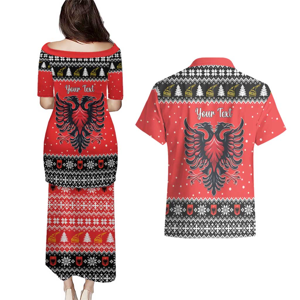 Personalized Albania Christmas Eagle Couples Matching Puletasi and Hawaiian Shirt The Double-headed Eagle - Wonder Print Shop