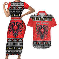 Personalized Albania Christmas Eagle Couples Matching Short Sleeve Bodycon Dress and Hawaiian Shirt The Double-headed Eagle - Wonder Print Shop