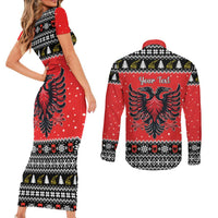 Personalized Albania Christmas Eagle Couples Matching Short Sleeve Bodycon Dress and Long Sleeve Button Shirt The Double-headed Eagle - Wonder Print Shop