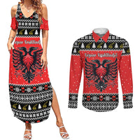 Personalized Albania Christmas Eagle Couples Matching Summer Maxi Dress and Long Sleeve Button Shirt The Double-headed Eagle - Wonder Print Shop