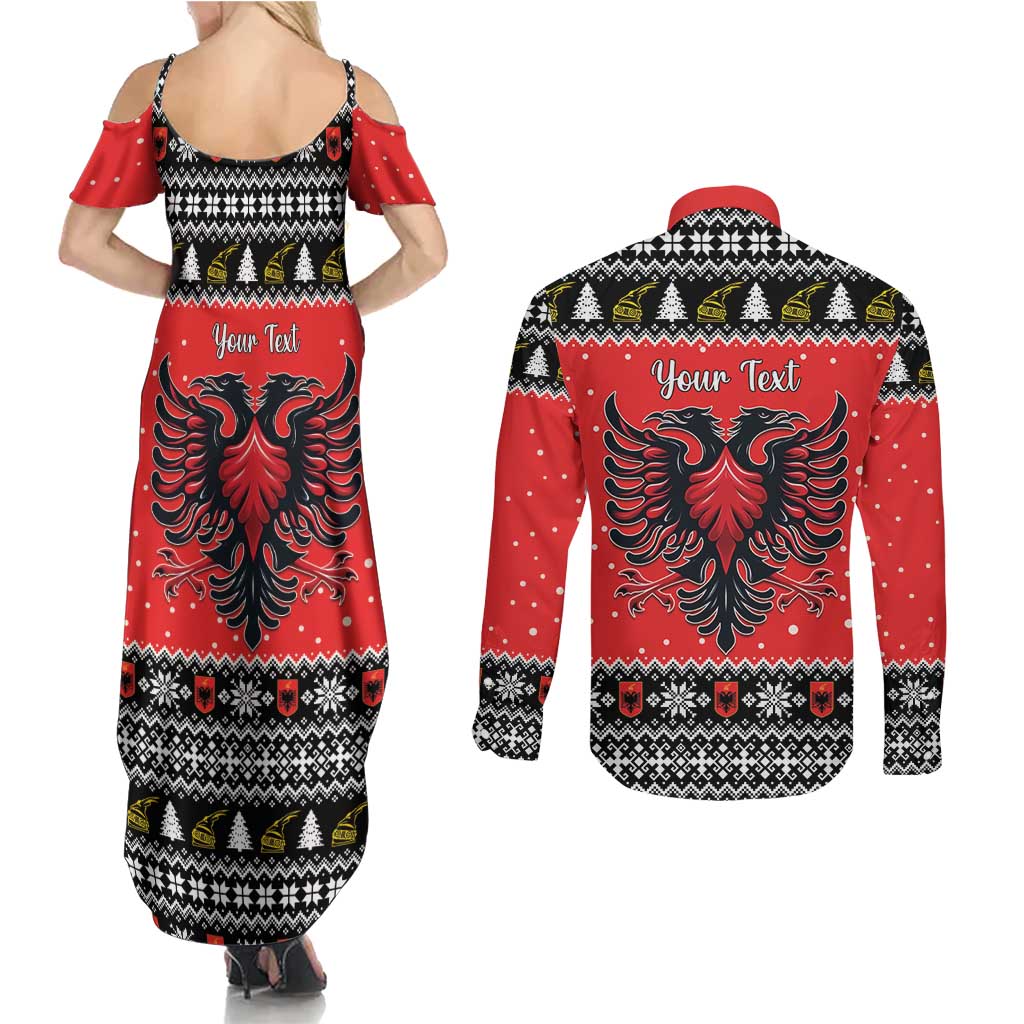 Personalized Albania Christmas Eagle Couples Matching Summer Maxi Dress and Long Sleeve Button Shirt The Double-headed Eagle - Wonder Print Shop