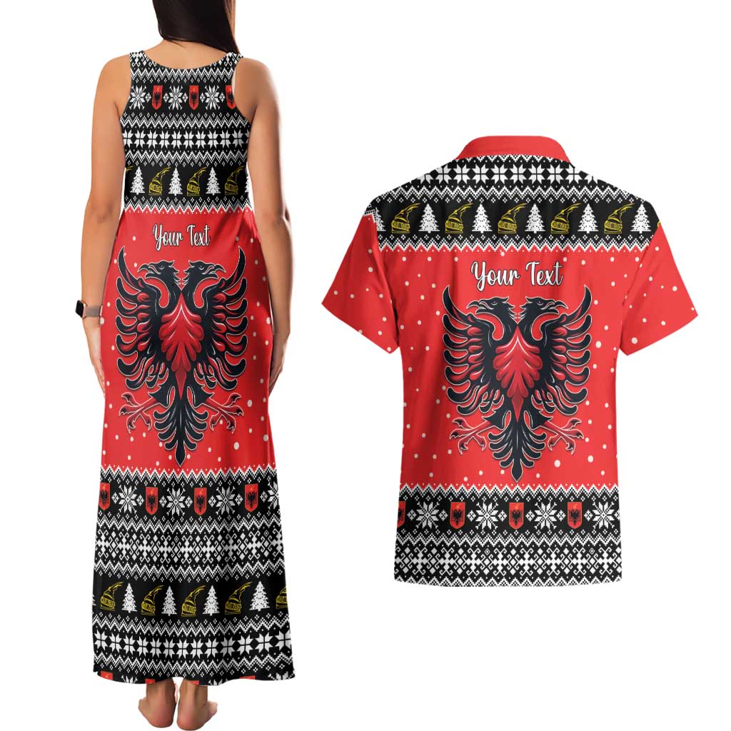 Personalized Albania Christmas Eagle Couples Matching Tank Maxi Dress and Hawaiian Shirt The Double-headed Eagle - Wonder Print Shop