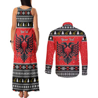 Personalized Albania Christmas Eagle Couples Matching Tank Maxi Dress and Long Sleeve Button Shirt The Double-headed Eagle - Wonder Print Shop