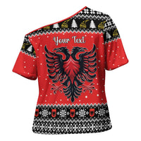 Personalized Albania Christmas Eagle Cross Shoulder Shirt The Double-headed Eagle - Wonder Print Shop