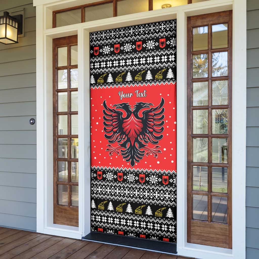 Personalized Albania Christmas Eagle Door Cover The Double-headed Eagle - Wonder Print Shop