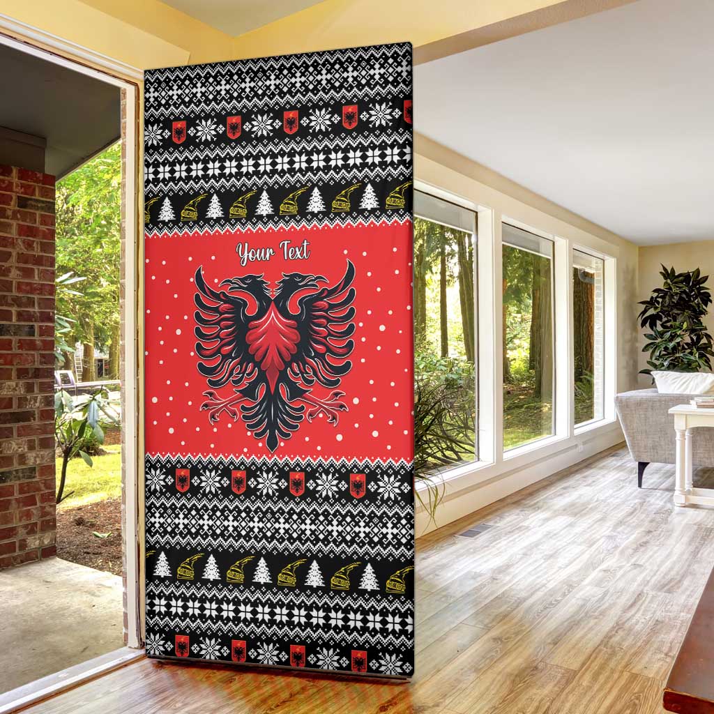 Personalized Albania Christmas Eagle Door Cover The Double-headed Eagle - Wonder Print Shop