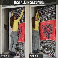 Personalized Albania Christmas Eagle Door Cover The Double-headed Eagle - Wonder Print Shop