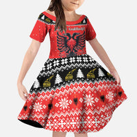 Personalized Albania Christmas Eagle Family Matching Long Sleeve Bodycon Dress and Hawaiian Shirt The Double-headed Eagle - Wonder Print Shop