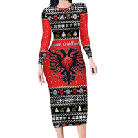 Personalized Albania Christmas Eagle Family Matching Long Sleeve Bodycon Dress and Hawaiian Shirt The Double-headed Eagle - Wonder Print Shop
