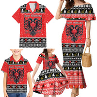 Personalized Albania Christmas Eagle Family Matching Mermaid Dress and Hawaiian Shirt The Double-headed Eagle - Wonder Print Shop