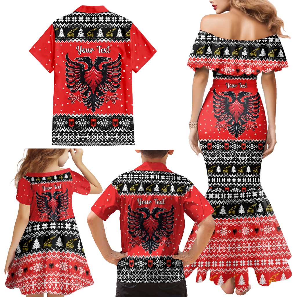 Personalized Albania Christmas Eagle Family Matching Mermaid Dress and Hawaiian Shirt The Double-headed Eagle - Wonder Print Shop
