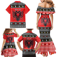 Personalized Albania Christmas Eagle Family Matching Mermaid Dress and Hawaiian Shirt The Double-headed Eagle - Wonder Print Shop