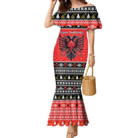 Personalized Albania Christmas Eagle Family Matching Mermaid Dress and Hawaiian Shirt The Double-headed Eagle - Wonder Print Shop