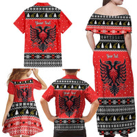 Personalized Albania Christmas Eagle Family Matching Off Shoulder Maxi Dress and Hawaiian Shirt The Double-headed Eagle - Wonder Print Shop