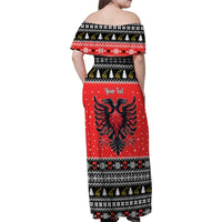 Personalized Albania Christmas Eagle Family Matching Off Shoulder Maxi Dress and Hawaiian Shirt The Double-headed Eagle - Wonder Print Shop