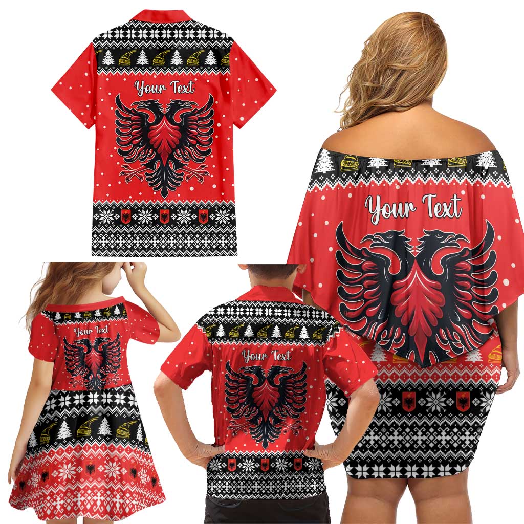 Personalized Albania Christmas Eagle Family Matching Off Shoulder Short Dress and Hawaiian Shirt The Double-headed Eagle - Wonder Print Shop
