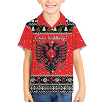Personalized Albania Christmas Eagle Family Matching Off Shoulder Short Dress and Hawaiian Shirt The Double-headed Eagle - Wonder Print Shop