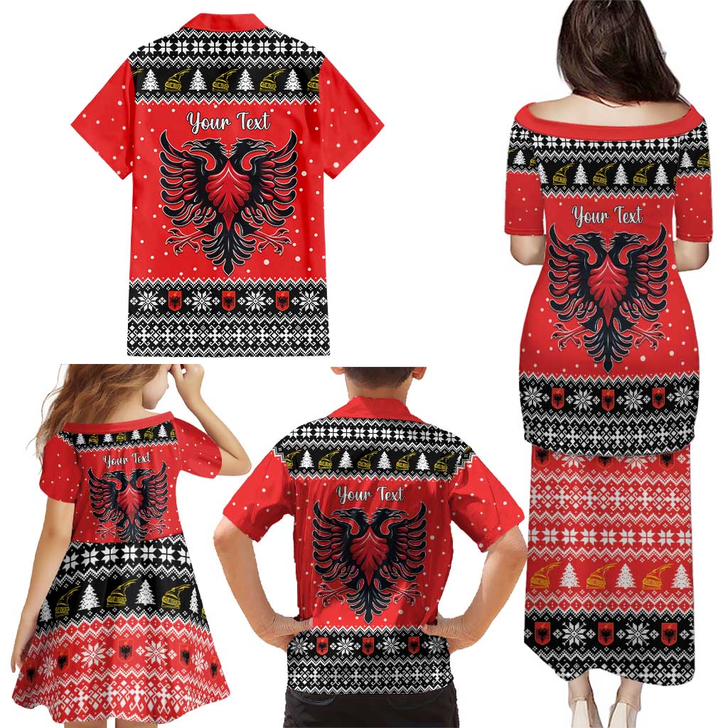 Personalized Albania Christmas Eagle Family Matching Puletasi and Hawaiian Shirt The Double-headed Eagle - Wonder Print Shop